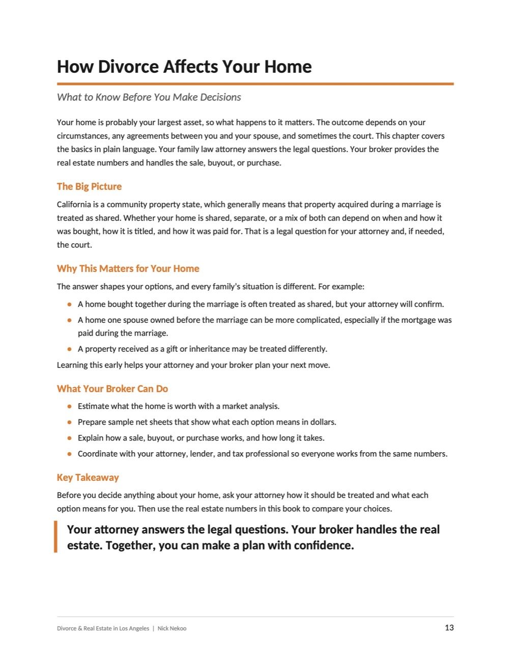 Page 13 of Divorce & Real Estate in Los Angeles, by Nick Nekoo