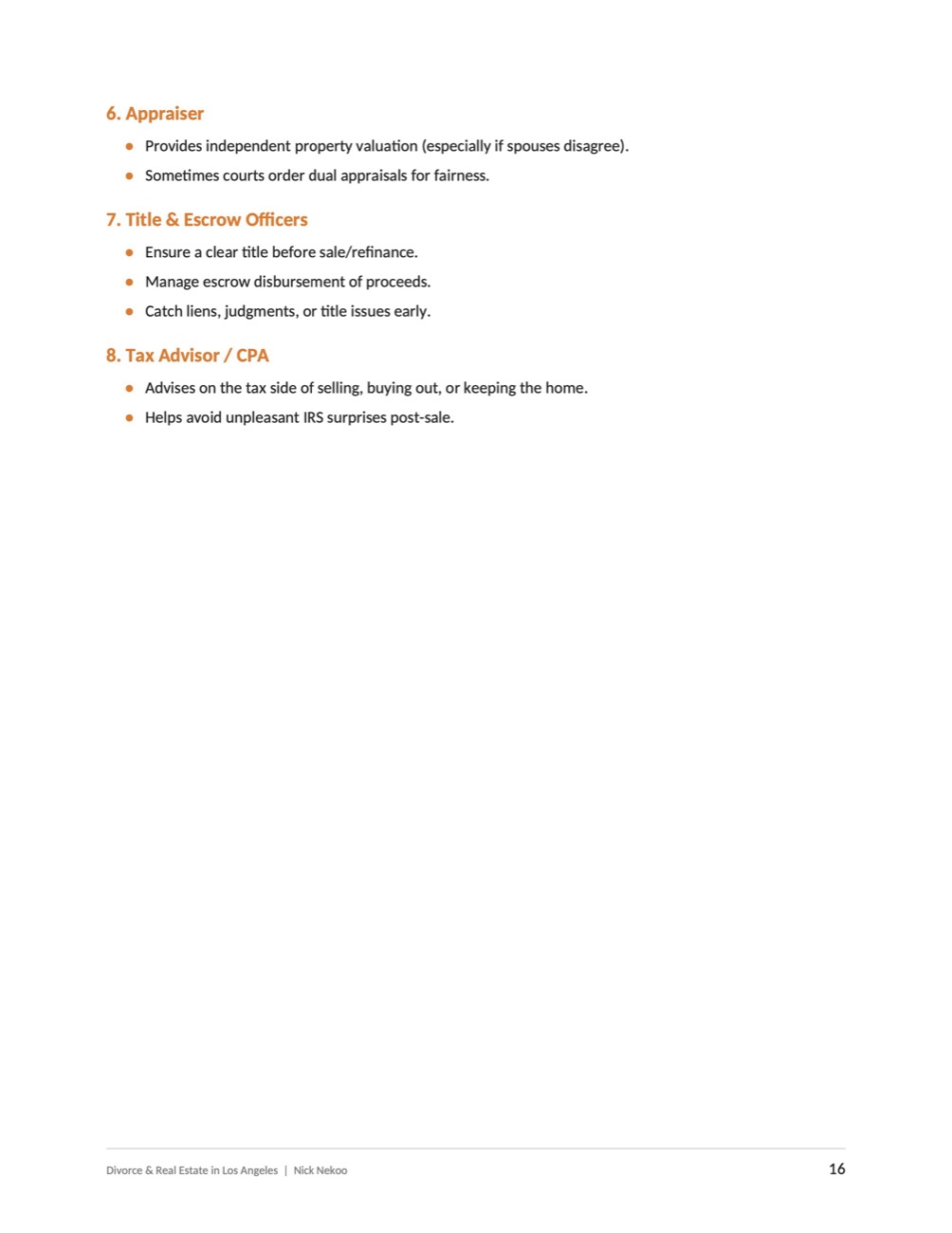 Page 16 of Divorce & Real Estate in Los Angeles, by Nick Nekoo