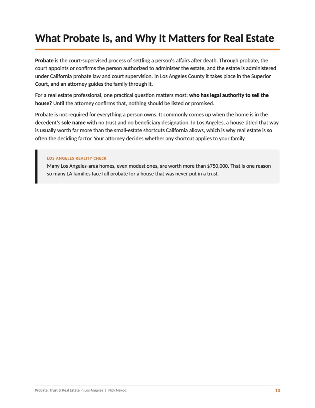 Page 13 of Probate, Trust & Real Estate in Los Angeles, by Nick Nekoo
